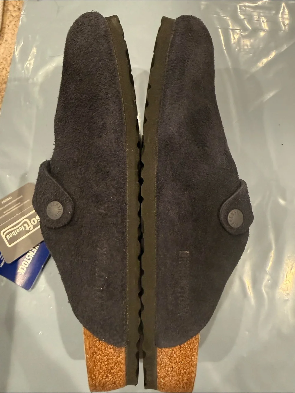 Birkenstock Boston Men's Suede Slip-On Clogs in Dark Navy